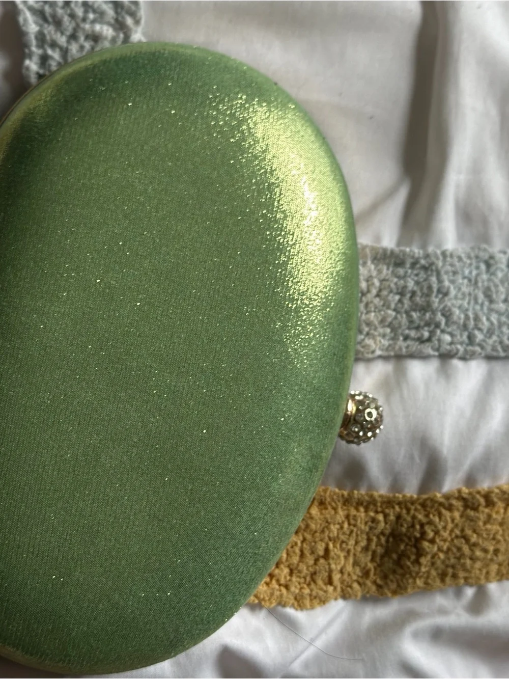 Green Beaded Crystal Oval Clutch